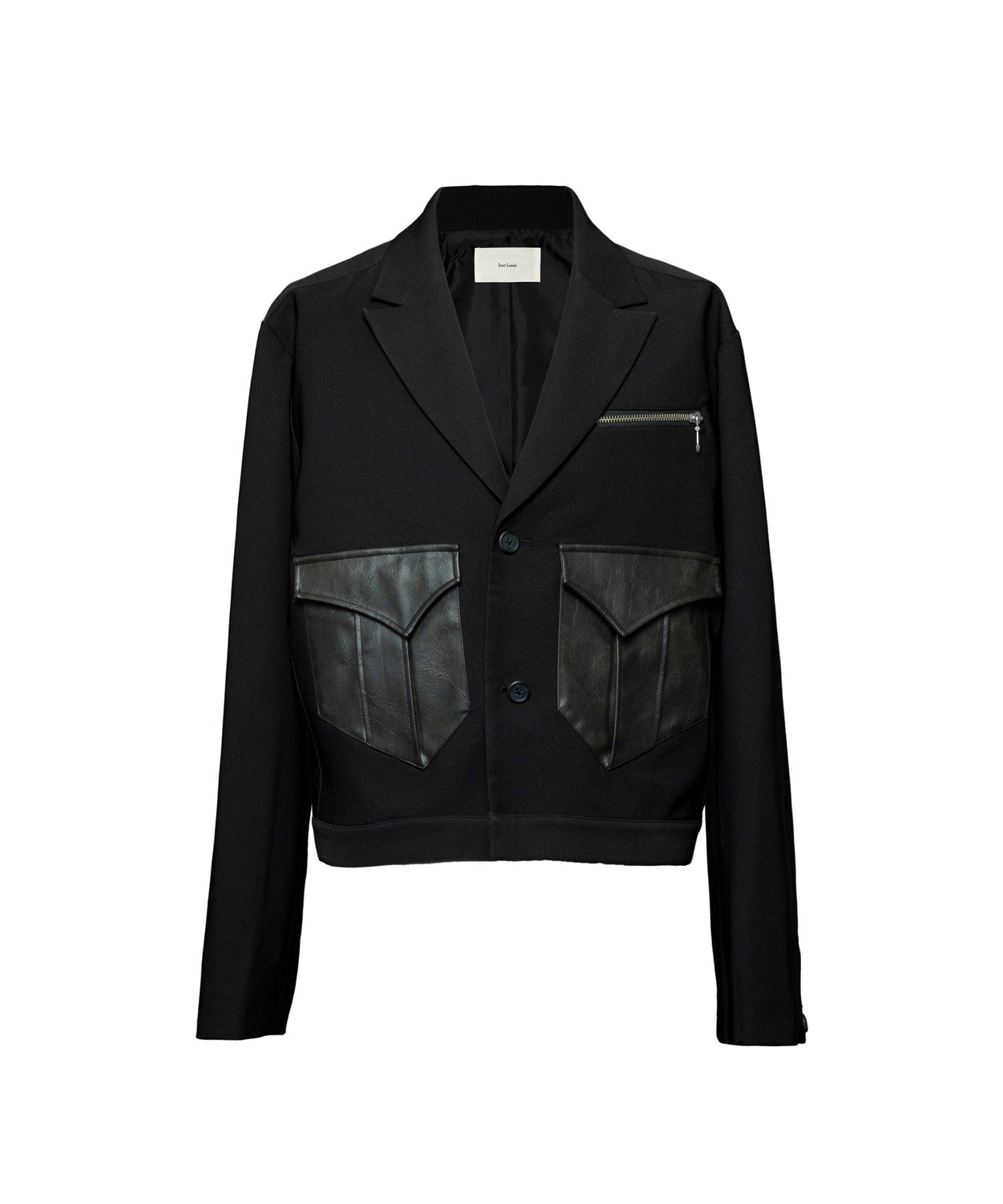 Leather pocket short jacket