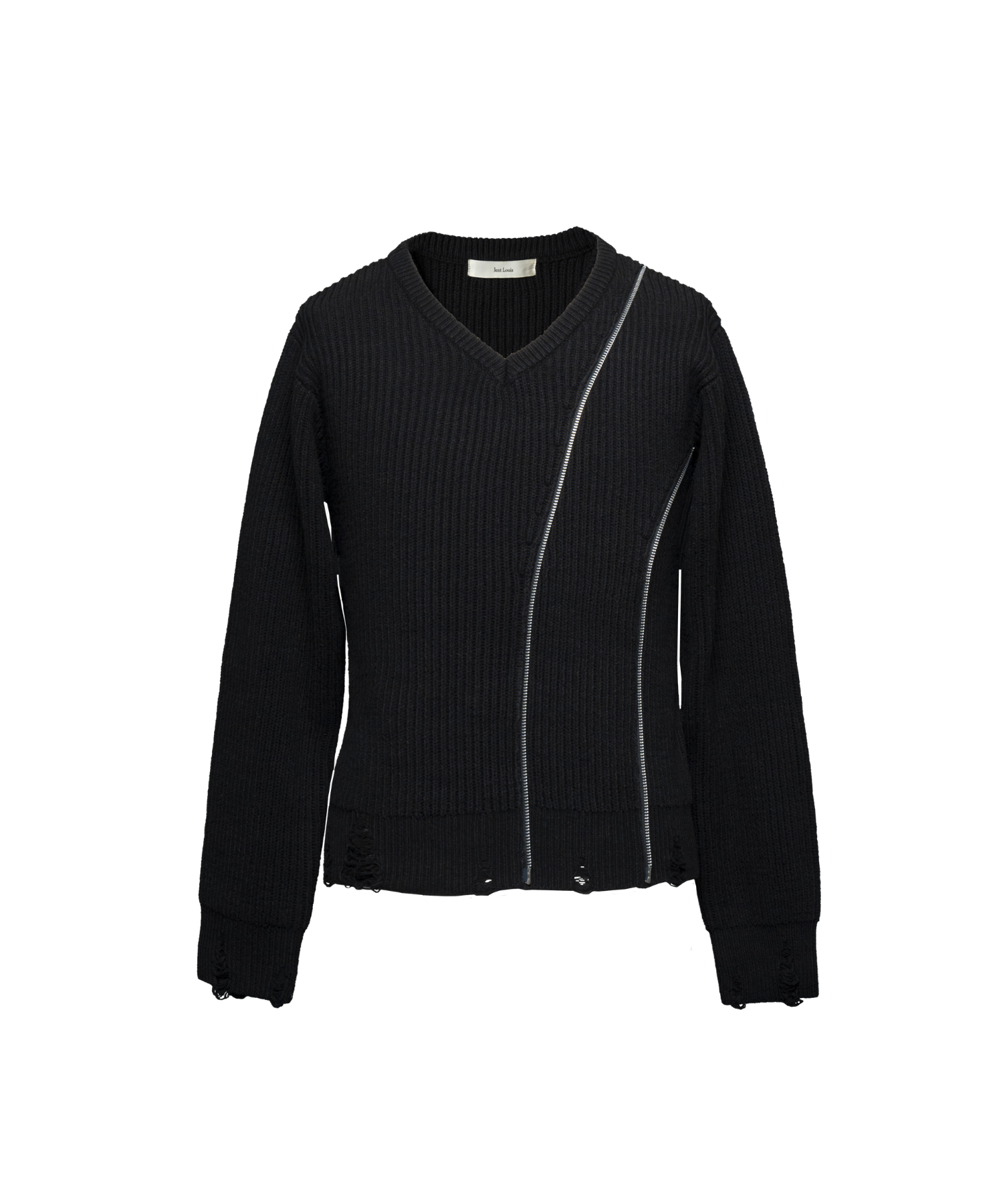 Zip V-neck Knit Tops