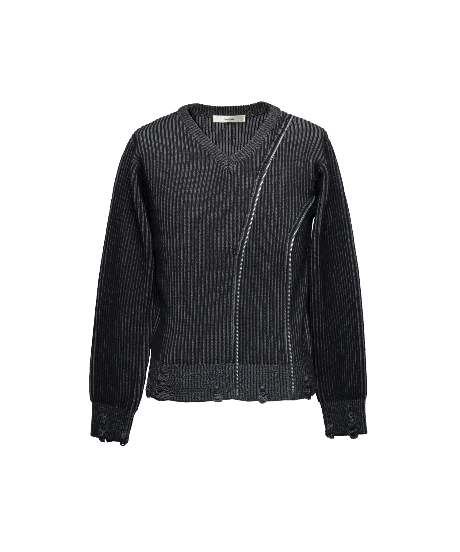 Zip V-neck Knit Tops 2