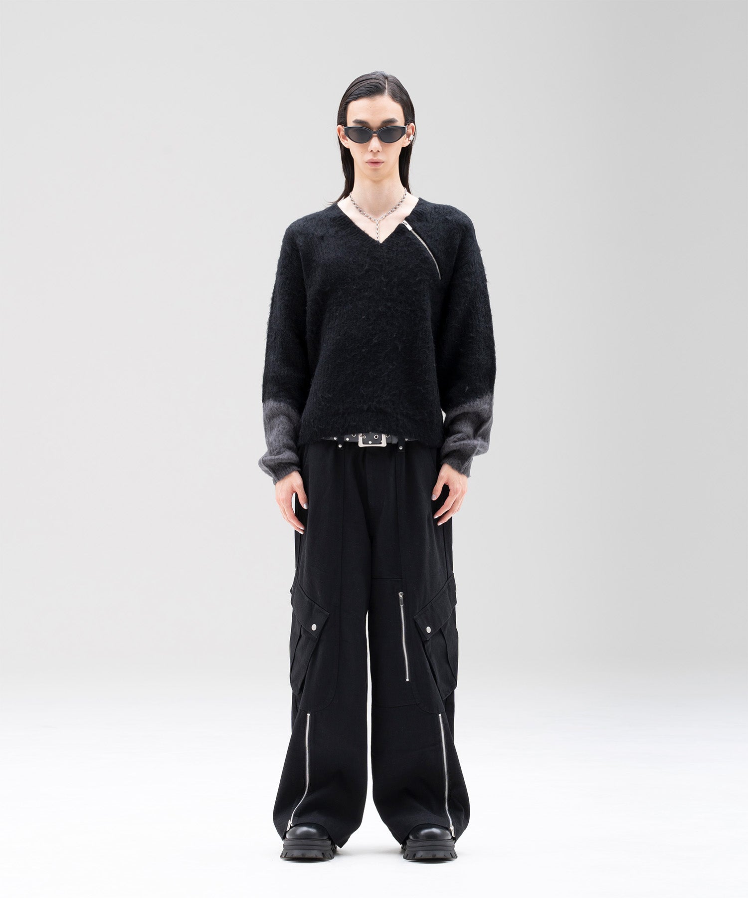 Zip Slit Cargo Denim Pants 2