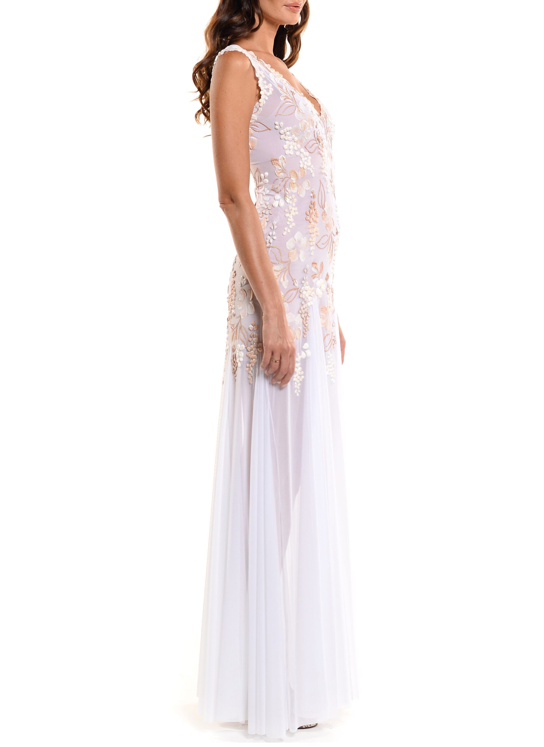 Floor Length Double V-Neck Gown With Godet Skirt 2