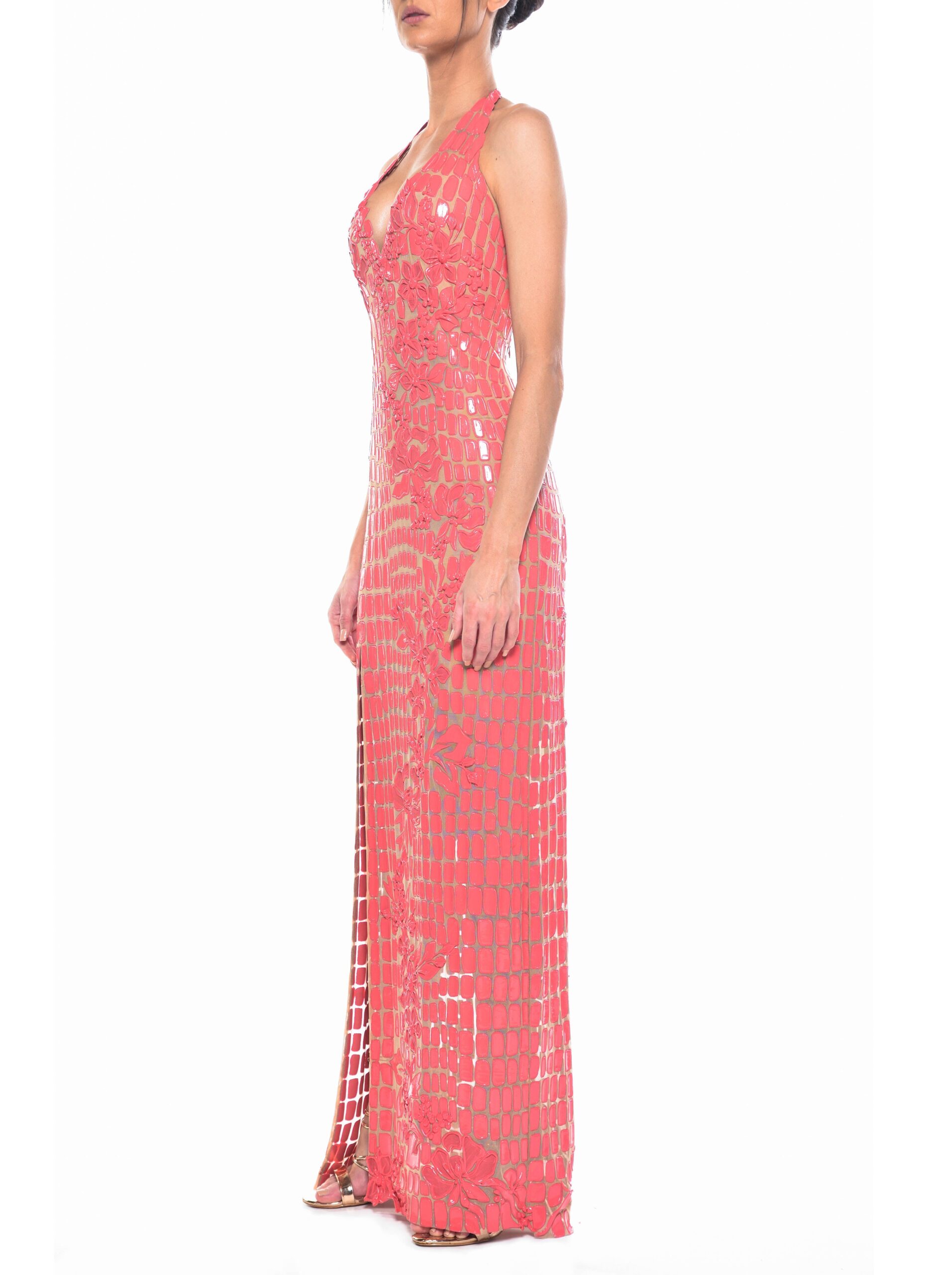 Floor Length Halter Tie Back Gown 2