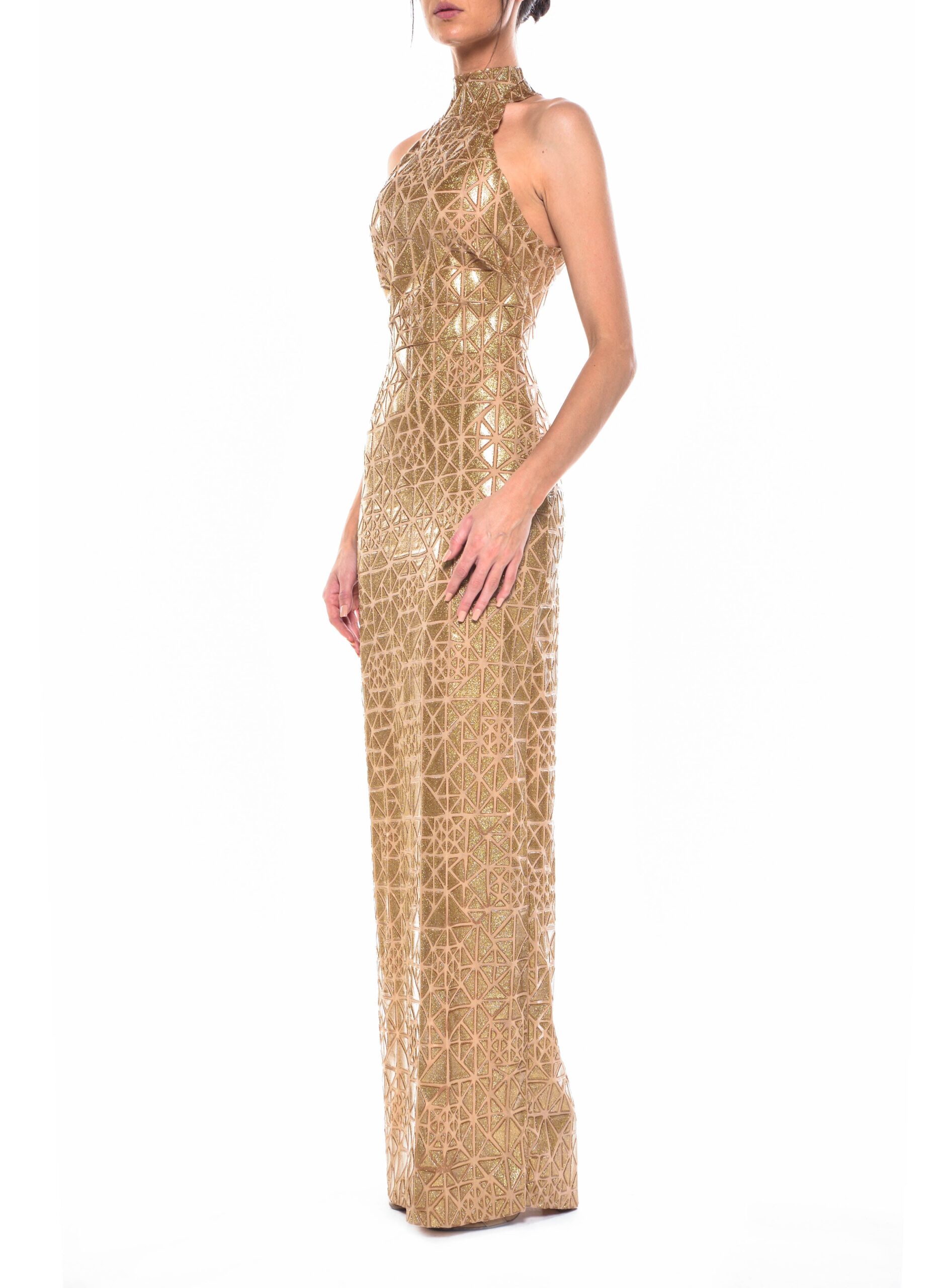 Floor Length High Neck Double Strap Back Gown 2