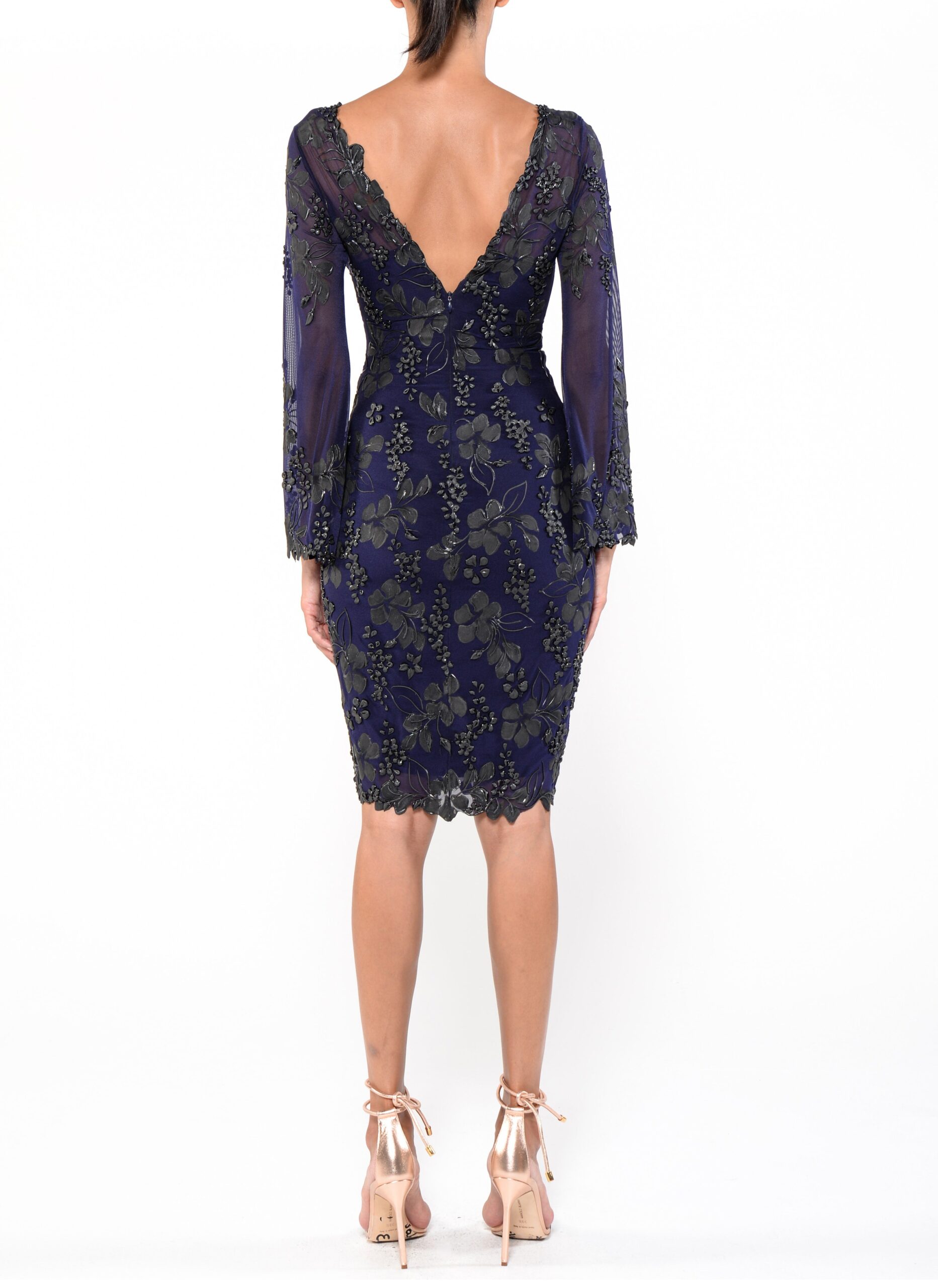 Knee Length Double V-Neck Long Sleeve Dress 3