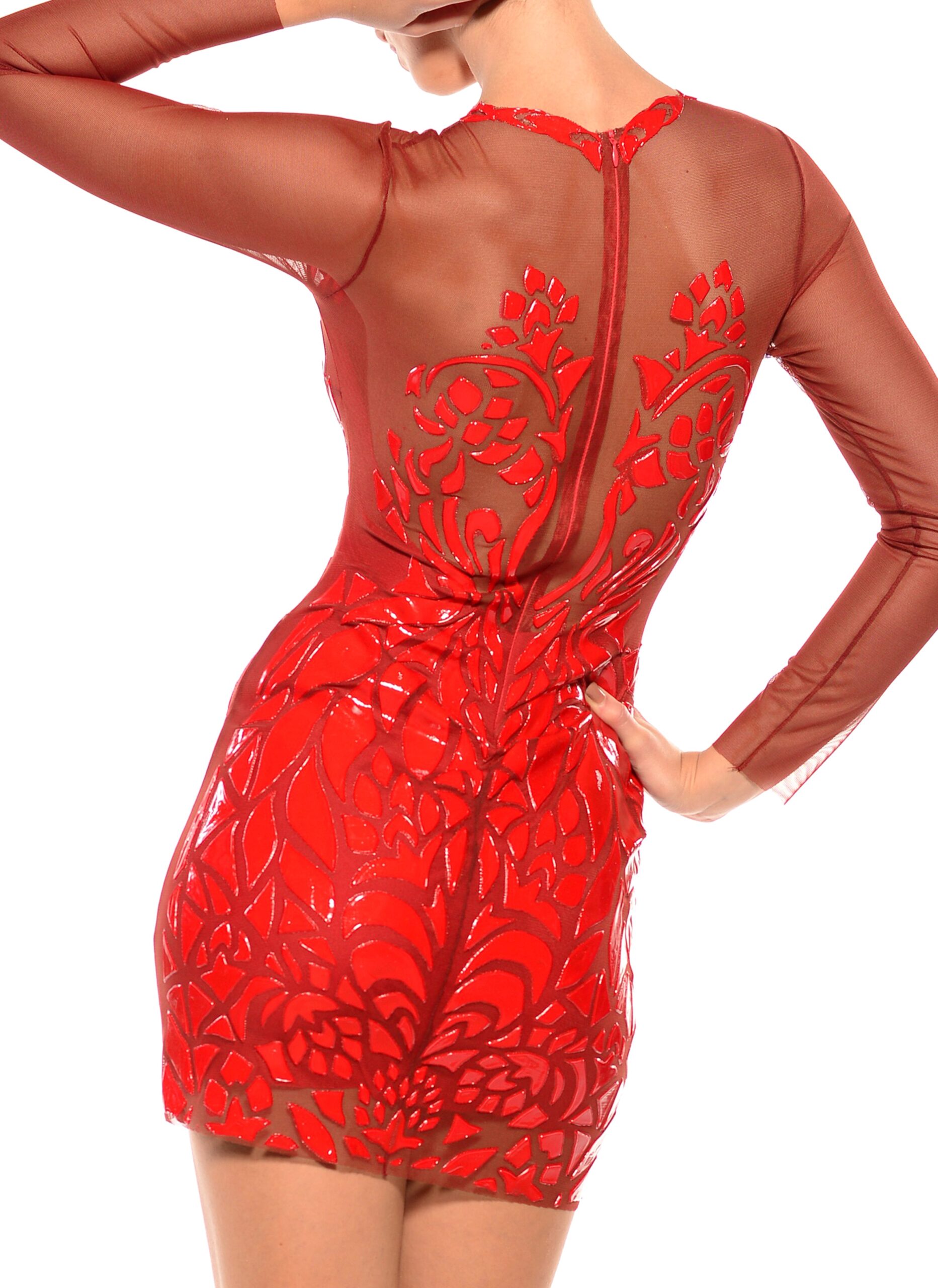 Mini Length Jewel Neck Long Sleeve Dress 3