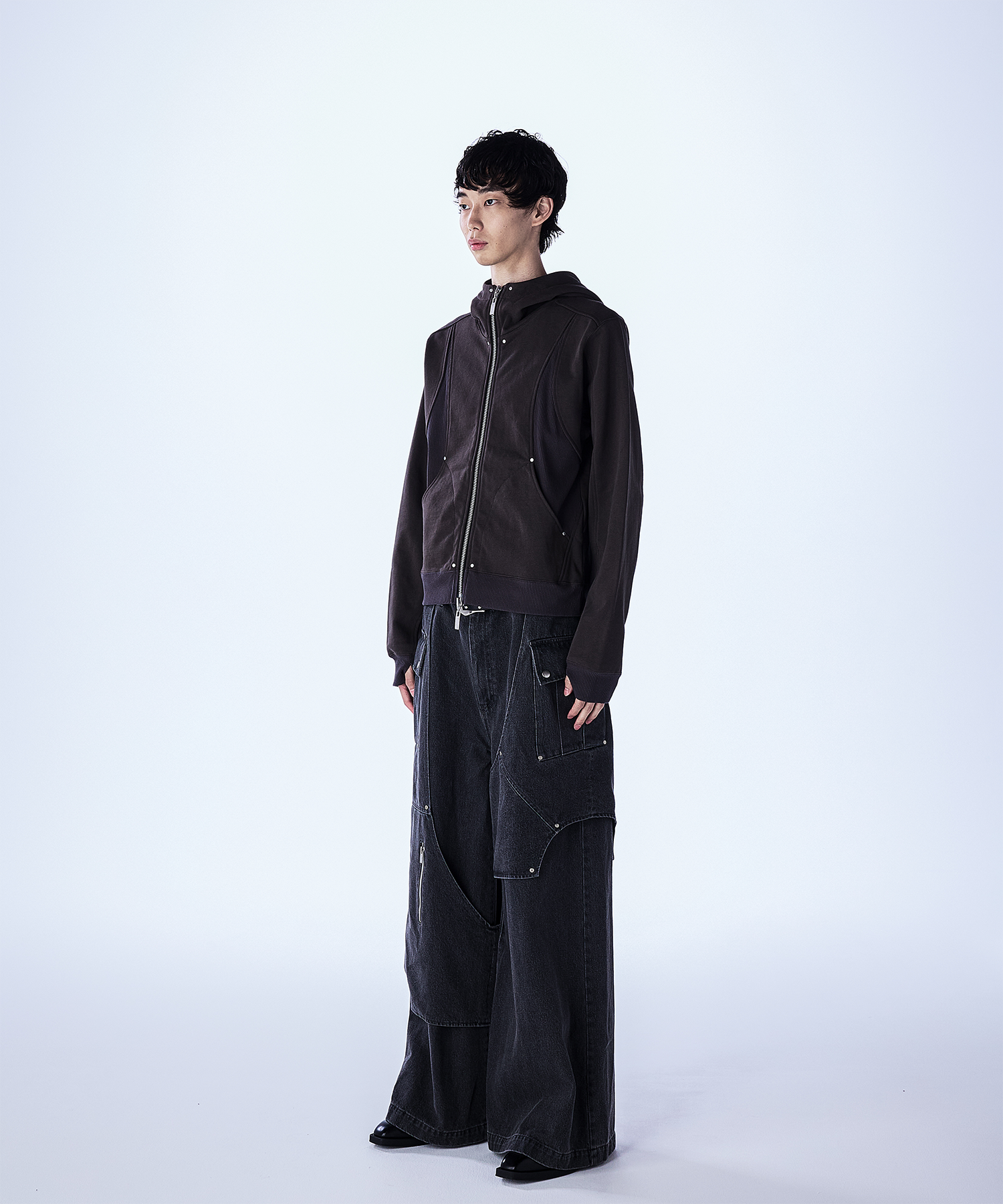Fleece Lining Switching Zip Hoodie 3